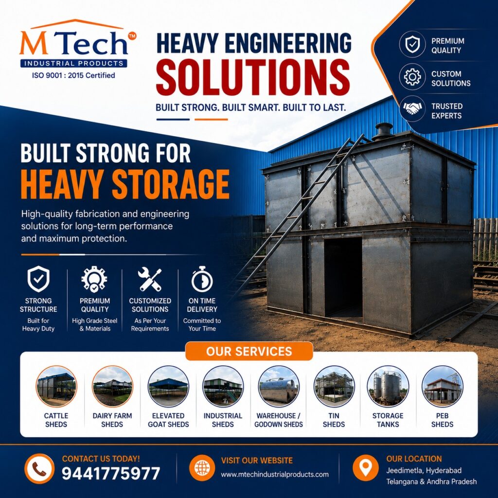 Prefabricated Tin Sheds Manufacturers in Telangana with Installation | Mtech