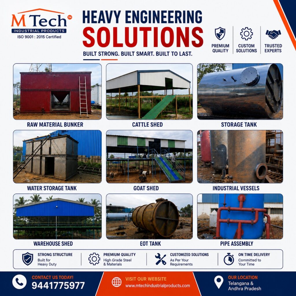 Mtech is one of the leading prefabricated tin sheds manufacturers in Andhra and Telangana offering industrial, warehouse, and agricultural shed solutions. Call 91 94417 75977.