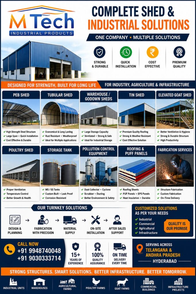 All Type Shed Manufacturers in Telangana and Andhra Pradesh | Mtech